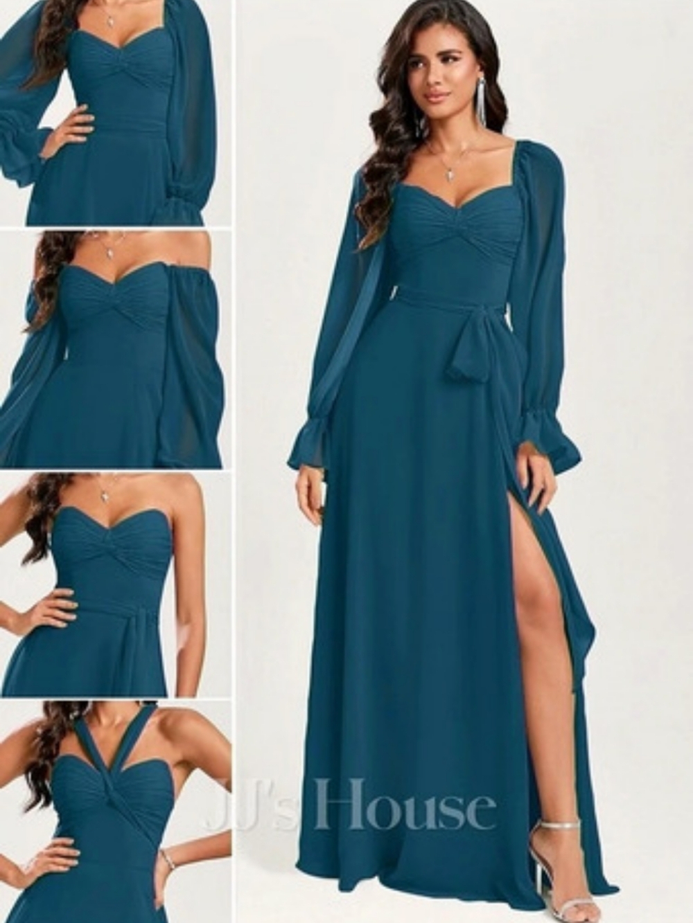 JJ's House Chiffon Dress 48209 Maxi Dress in Blue